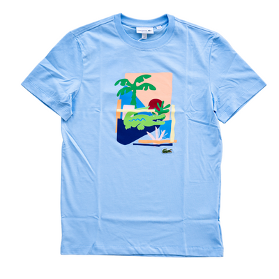 Lacoste Men's Beach Portrait Graphic Cotton T-Shirt (Sky Blue) - Lacoste
