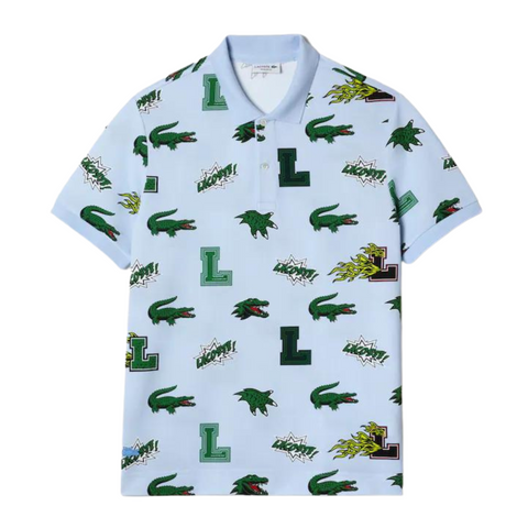 Lacoste Holiday Regular Fit Crocodile Print Polo (Baby Blue) - Lacoste
