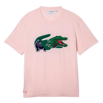 Lacoste Holiday Relaxed Fit Oversized Crocodile T-Shirt (Light Pink) - Lacoste