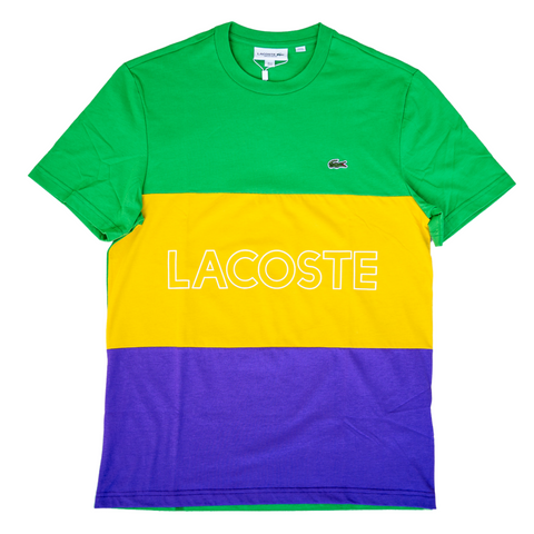 Lacoste Crew Lettered Colorblock Cotton T-shirt (Purple/Green) | SNEAKER TOWN